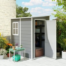4x5FT Plastic Garden Shed, Lockable Tool Storage House Lean to Shed with Vent