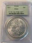 1887 $1 MORGAN SILVER DOLLAR PCGS MS 64