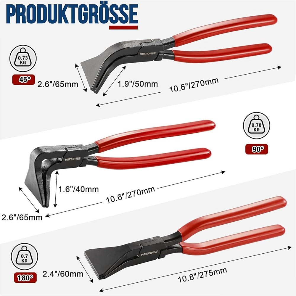 3X Sheet Metal Bending Pliers Elbow Straight Handle Hand Seamer Crimping Folding