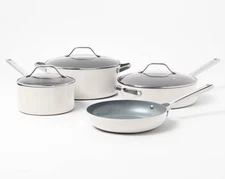 7pc Nonstick Ceramic Coated Aluminum Cookware Set - Figmint™ (Cream, USED)