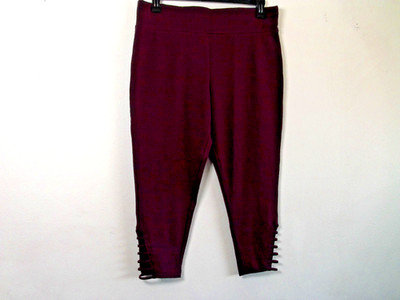 Terra Sky Capri Ladder Legging High Rise Fitted Darkest Plum Size 14 NWT