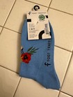 Women's Foot Traffic Crew Socks Sizes 4-10 "Blessed" Blue w/ flowers NWT — photo 2