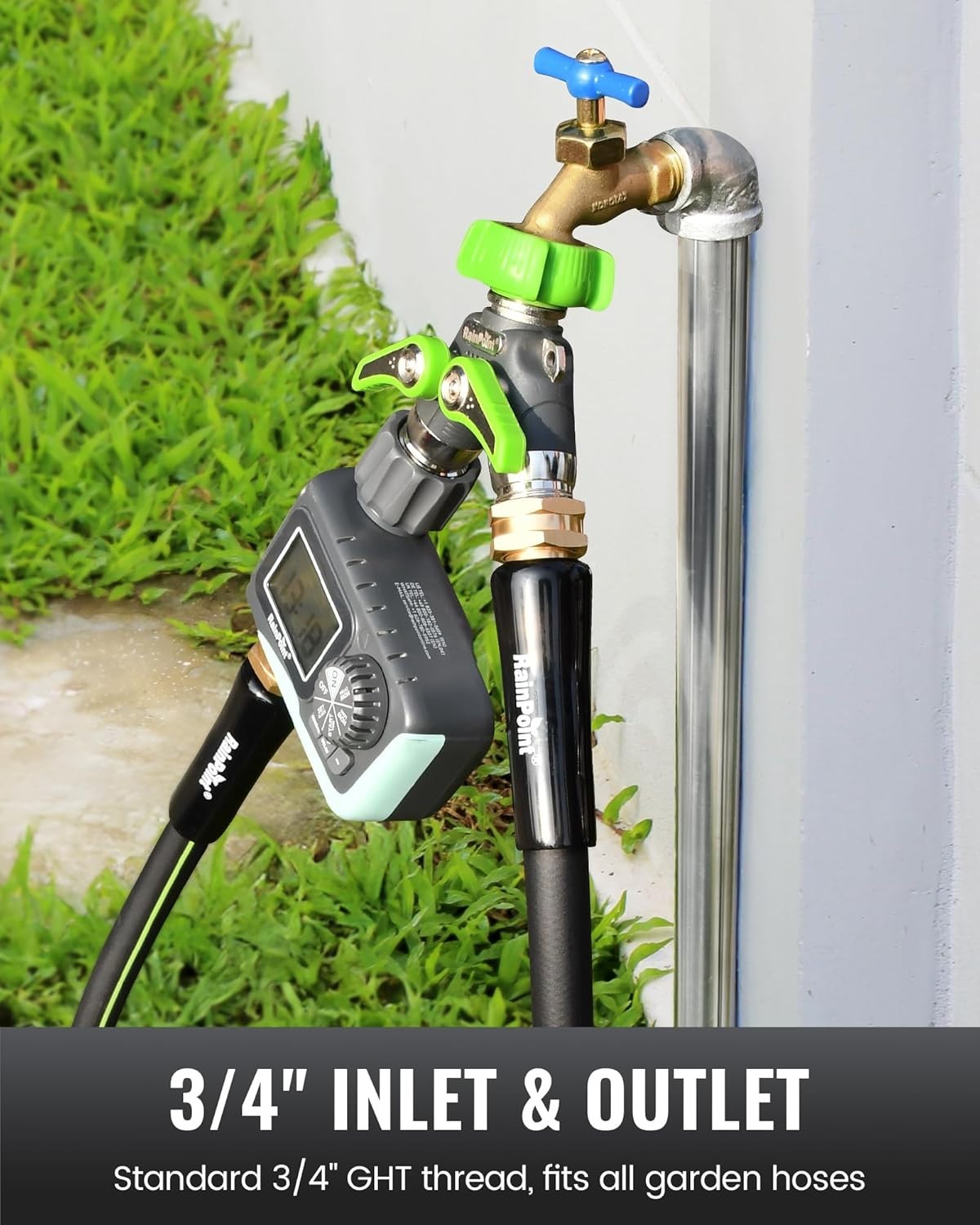 Heavy-Duty 2 Way Garden Hose Splitter - 100% Metal, Leak-Proof Design