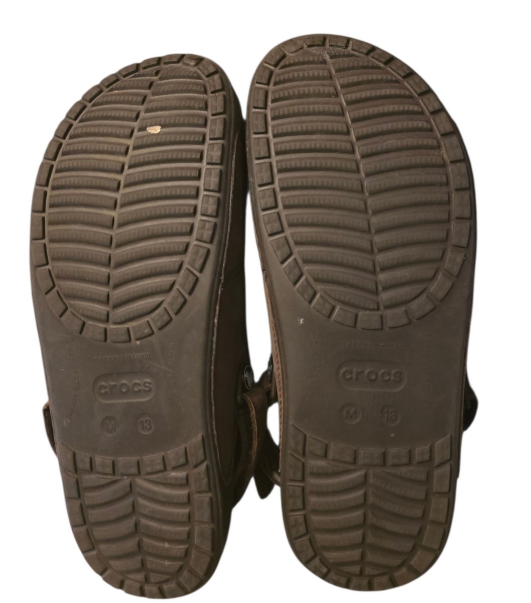 Crocs Yukon Brown Leather Two-Strap Sandals Men 13 Outdoors  display picture 3