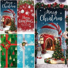 Tranqun 4 Pcs Christmas Door Cover Decorations 71 x 35 mas Front Door Backdro...