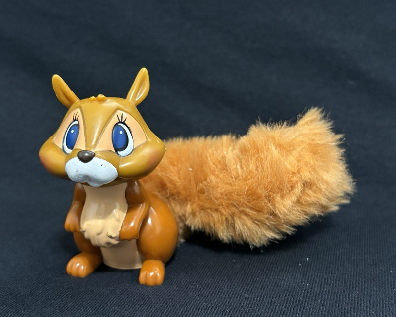 Vintage Disney Sleeping Beauty Bucky Squirrel Figurine Plush Tail PVC Toy 