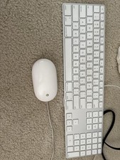 Apple White Aluminum USB Wired Keyboard Mighty Mouse A1152 A1243 Used 4DU1A