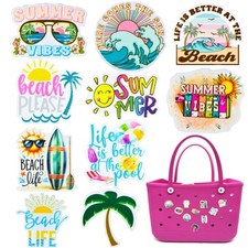 10 PCS Bag Charms for Bogg Bag Acrylic Summer Beach Theme Decoration for Beac...
