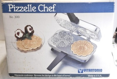 Vintage Vitantonio Pizzelle Chef # 300 Italian Cookie Maker w/Box, Cannoli tubes