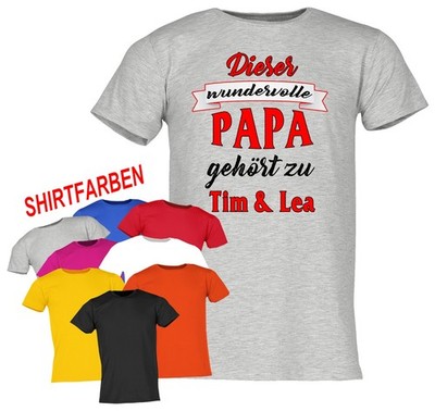 Vatertag Papi Geschenk Papa T-Shirt personalisiert mit Namen Herren Sprücheshirt