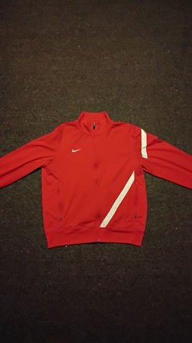 Nike Dri-FIT Men's Red/White Colorblock 1/4 Zip Mock Neck Pullover M