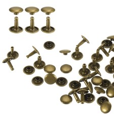 100Sets Double Cap Rivet 10x10mm Carbon Steel Round Head Snap Studs Bronze