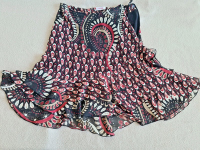 ORSAY Chiffon Rock Gr. 36/S schwarz rot Volant Stufen transparent, luftig leicht
