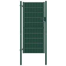 Garden Gate 100x204cm Green PVC Steel Lockable Privacy Gate with Posts incl3keys