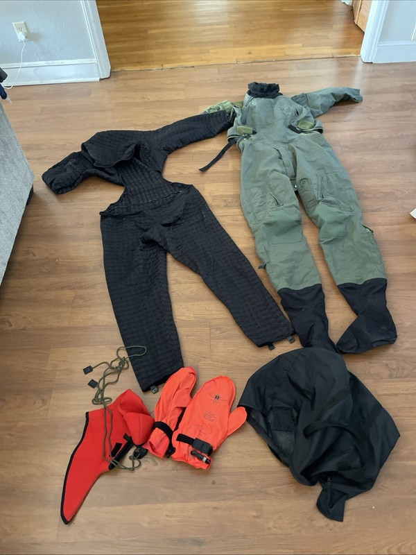 Mustang Survival Tactical Aircrew Dry Suit MSF300 Size Medium w/ Gloves And Hood