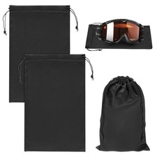 2-Pack Ski Goggle Bag, 10.6" x 7.1" Microfiber Bag for Snow Goggles Black 