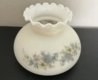 Vintage Floral Milk Glass Lamp Shade Ruffled Hurricane Globe 7” Fitter