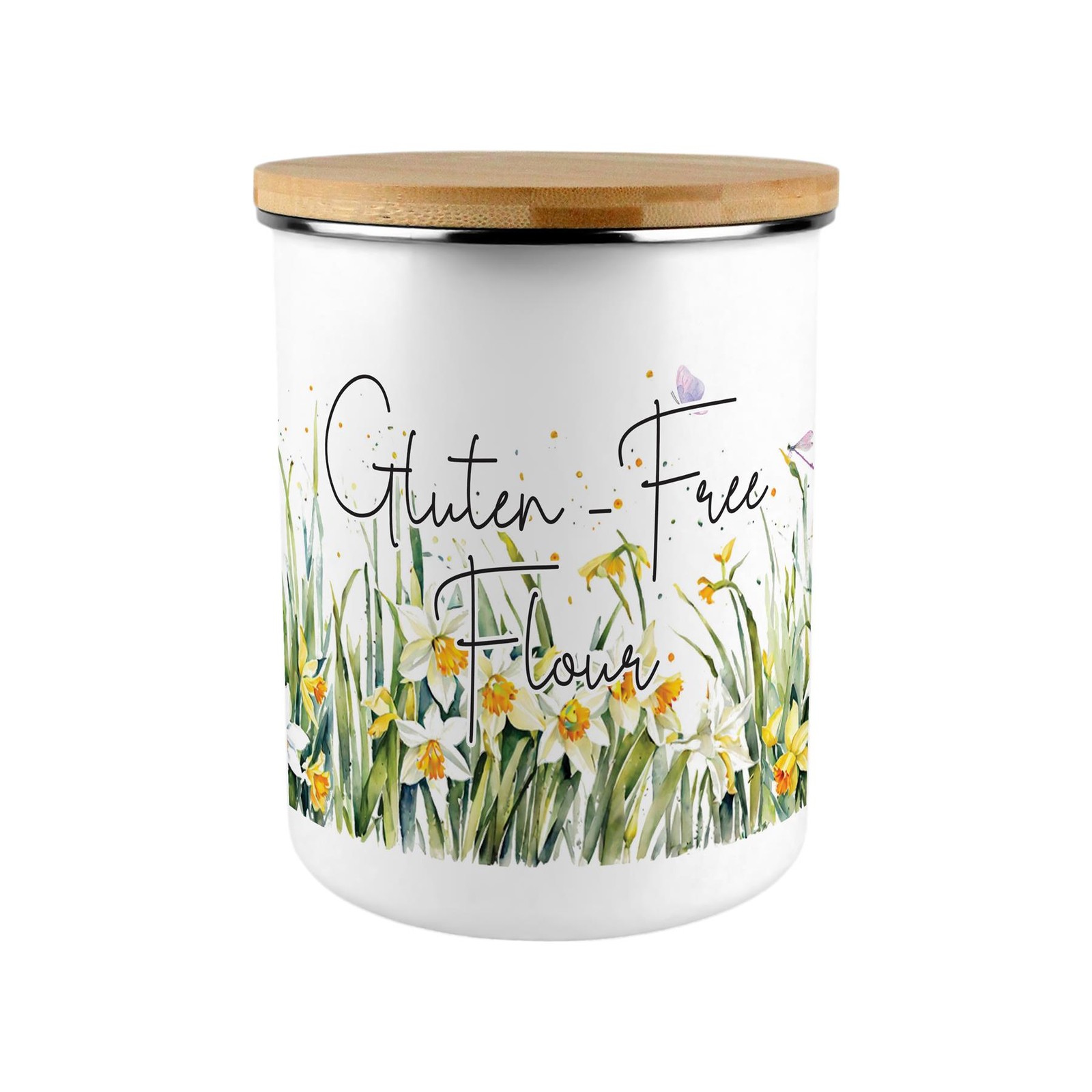 Large Gluten Free Flour Canister - Daffodil Meadow Storage - Homeware Gift