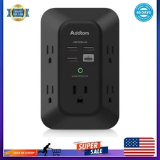 USB Wall Charger Surge Protector - 5 Outlet Extender with 4 USB Charging Ports