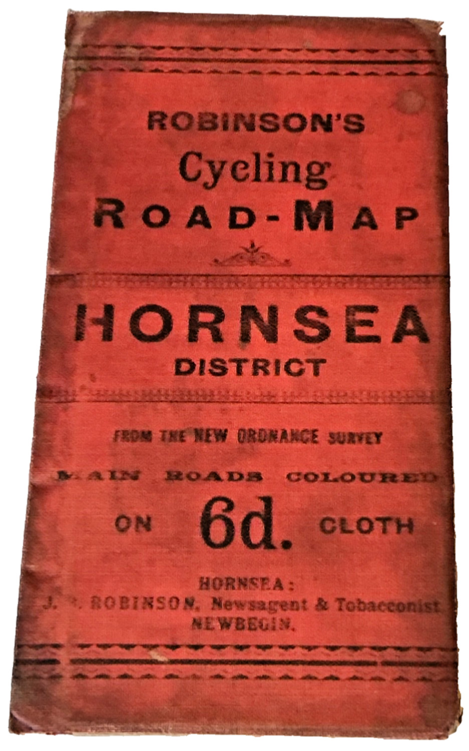 1895 Robinson’s Newbegin Hornsea Cycling Road Cloth Map District G W Bacon 6d