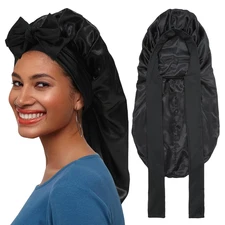 Long Satin Bonnet for Braids - Elastic Silk Hair Bonnets for Sleeping Night Cap 