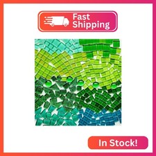 AONUOAO 1.1LB/500g Irregular Crystal Glass Mosaic Tiles with Mixed Green Series