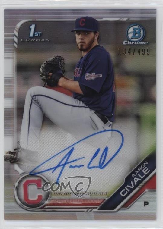 2019 Bowman Chrome Prospect Refractor 134/499 Aaron Civale #CPA-AC Auto 1a83