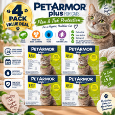 4-Pack PetArmor Plus Vet-quality Flea & Tick Control Spot-On Treatment for Cats