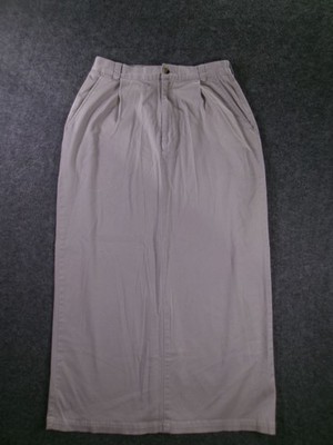 LL Bean Skirt Womens 10 Traveler Tan Long Straight Pencil Back Vent Pockets