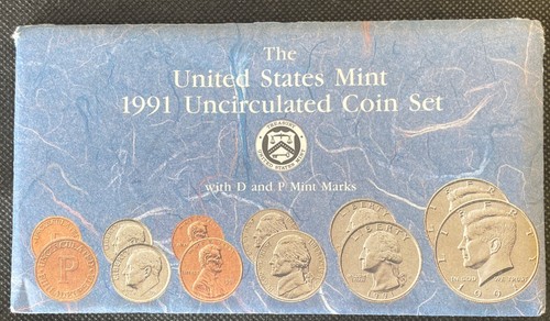1991 U.S. Mint P & D Uncirculated Mint Set 10 Coins With Original Envelope (N) - Picture 1 of 12