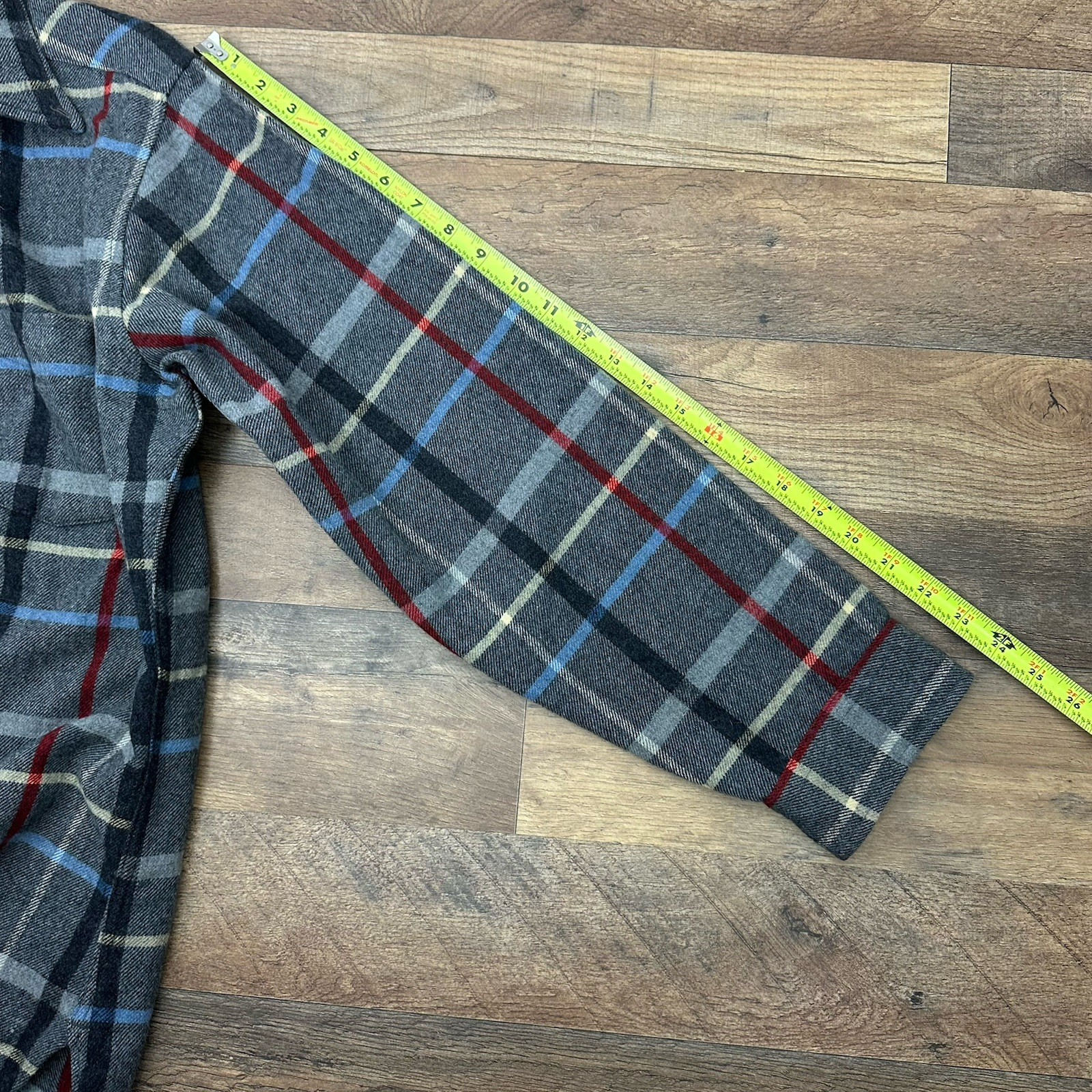 Pendleton Mens Large Gray Plaid Wool Button Down … - image 16