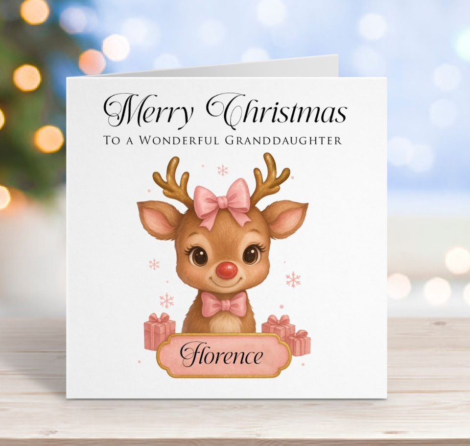 Personalised Christmas Card Great Granddaughter, Niece, Daughter, Any