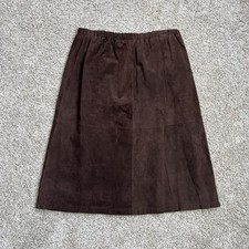Womens Brown Suede Elastic Waist Skirt Sz M Western Country Machine Wash