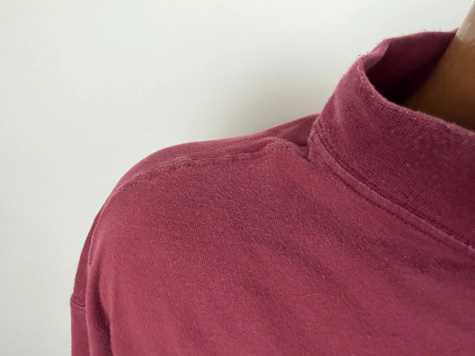 Vintage 90s Jockey Mock Neck Shirt Men XXL Faded Burgundy Minimal Outdoor Cotton - Image 4 of 4