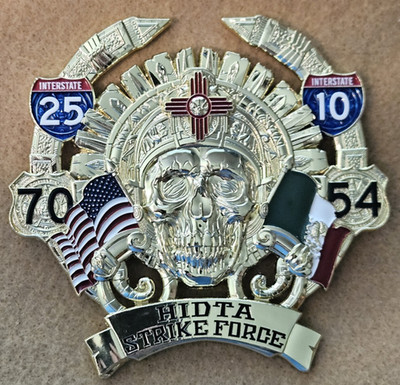  4'' Gold on Gold HIDTA Strike Force Challenge Coin Las Cruces, New Mexico  