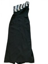 One  Shoulder Black  White Asymmetrical Maxi Dress   Elegant Evening Gown