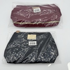 LAURA GELLER Quilted Burgundy Make-Up Bag And Black 9" Basic Makeup Bag