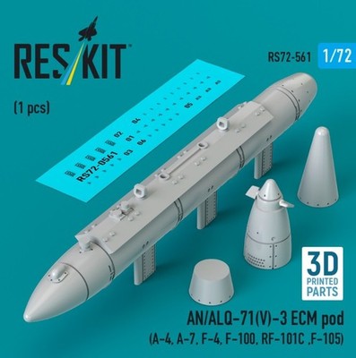 AN/ALQ-71(V)-3 ECM pod 1pcs A-4 A-7 F-4 F-100 RF-101C 1/72 Reskit RS72-0561