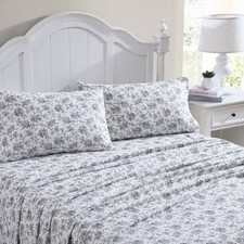 Laura Ashley Home - Full Sheets, Cotton Flannel Bedding Set, Brushed for Extr...