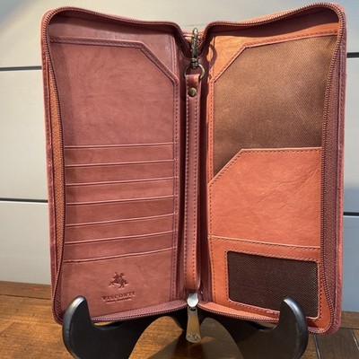 Visconti Large Leather Travel Wallet for Passports, Tickets and CC Brown 