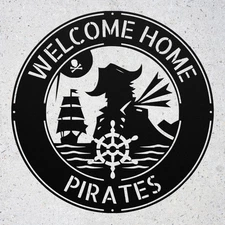 Personalized Pirate Metal Sign Custom Wall Art Decor Gift for Pirate Fans