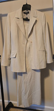 KASPER Women's 2-Piece Pant Suit Set Soft White Professional Career Size 10