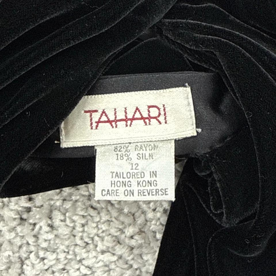 Vestido de Terciopelo Tahari Años 90 De Colección Para Mujer 12 Cachichos Formal Evento Seda Drapeado Gala Foto 2 de 4