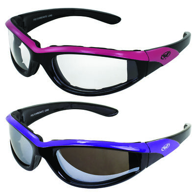 Global Vision Hawkeye Padded Motorcycle Glasses for Women 2 Pair Black-Pink
