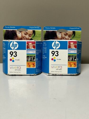 2 HP 93 Ink Cartridges C9361WN Tri-Color Photosmart C3135 C4180 7850 Genuine OEM - Picture 1 of 2