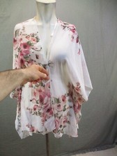Emory Park Size S Womens Multicolor Floral Short Sleeve Open Front Kimono 730