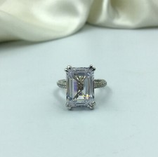 Crystal Clear Emerald  Round Cut Cubic Zirconia Solitaire Ring  7.5 Size 