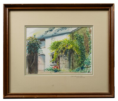 Small Vintage Welsh Countryside Watercolor, Cae Derwin, 1982, by CJ Thomas