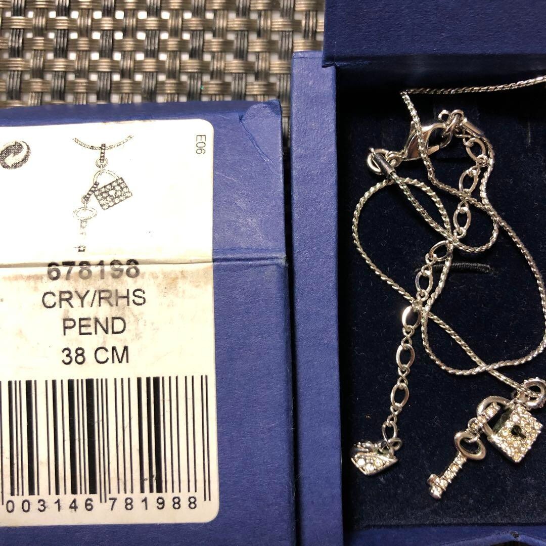 SWAROVSKI Crystal Pendant Key Motif Silver Color Rare Item pre