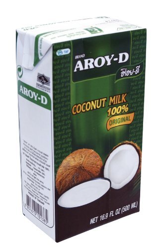 Leche De Coco Aroy-D Natural Para Hornear Y Cocinar 500ml 6 Paquete